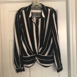 NWT Gianni Bini stripe faux wrap front blouse sz L